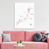 Geïllustreerde kaart van Japan Canvas Afdruk (Insitu (Woonkamer))