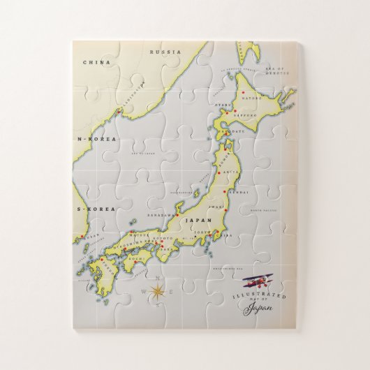 Geïllustreerde kaart van Japan Legpuzzel (Verticaal)