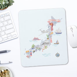 Geïllustreerde kaart van Japan Muismat