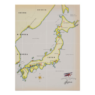 Geïllustreerde kaart van Japan Perfect Poster