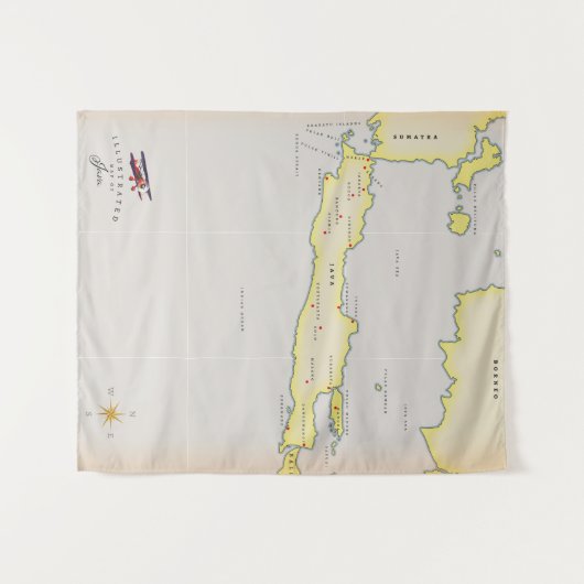 Geïllustreerde kaart van Java. Wandkleed (Voorkant (horizontaal))