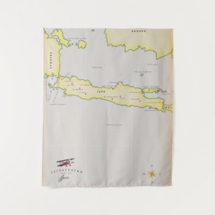 Geïllustreerde kaart van Java. Wandkleed