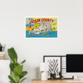 Geïllustreerde kaart van Jersey Shore Poster (Thuiskantoor)