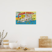 Geïllustreerde kaart van Jersey Shore Poster (Keuken)