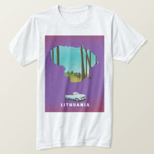 Geïllustreerde kaart van Litouwen reisposter T-shirt