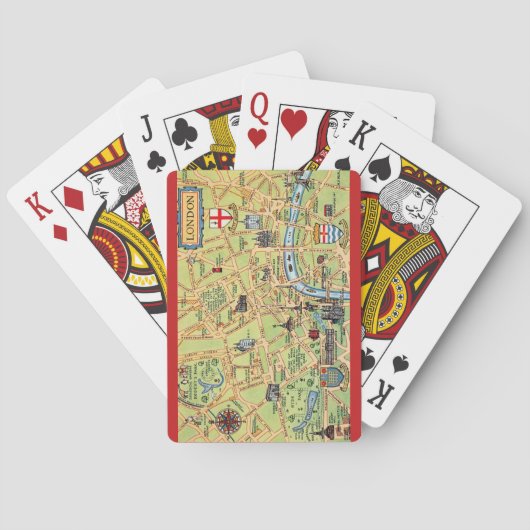 Geïllustreerde kaart van Londen Engeland Speelkaar (Achterkant)
