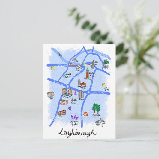 Geïllustreerde kaart van Loughborough (Staand voorkant)