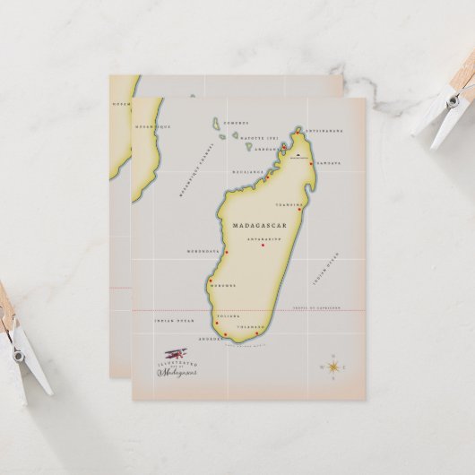 Geïllustreerde kaart van Madagaskar (Voorkant / Achterkant in situ)