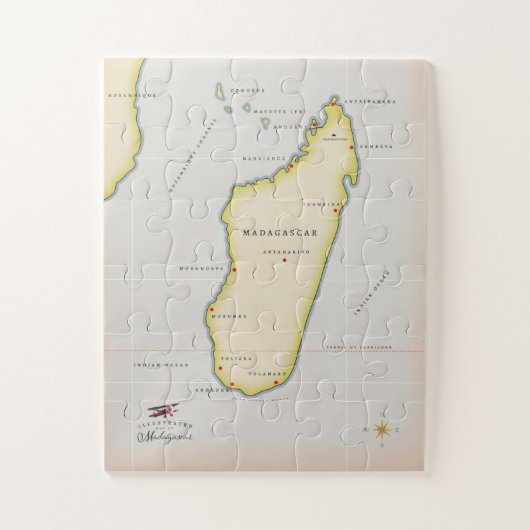Geïllustreerde kaart van Madagaskar Legpuzzel (Verticaal)