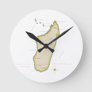 Geïllustreerde kaart van Madagaskar Ronde Klok