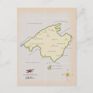 Geïllustreerde kaart van Mallorca