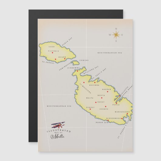 Geïllustreerde kaart van Malta (Voorkant / Achterkant)