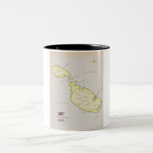 Geïllustreerde kaart van Malta Tweekleurige Koffiemok