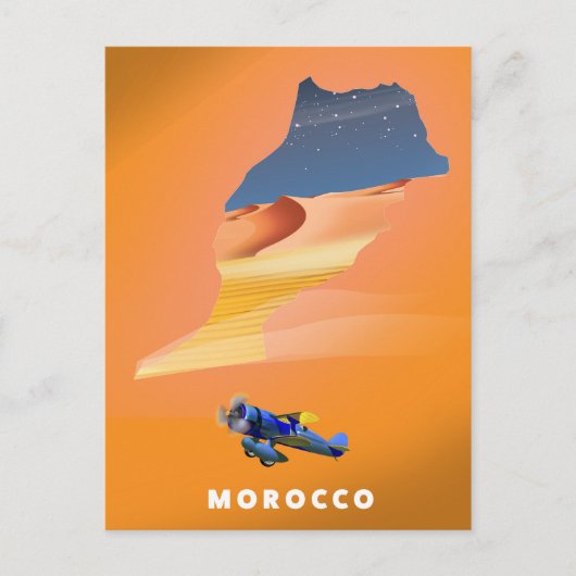 Geïllustreerde kaart van Marokko reisposterprint. (Voorkant)
