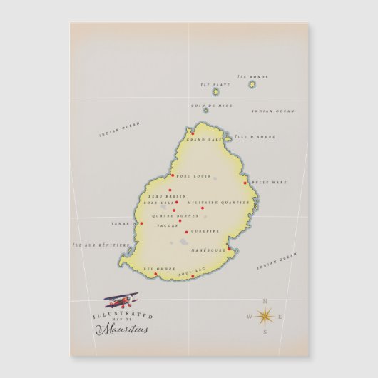 Geïllustreerde kaart van Mauritius (Voorkant)
