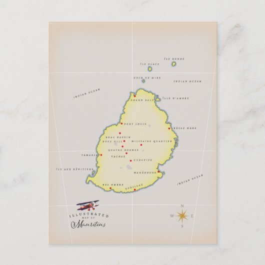 Geïllustreerde kaart van Mauritius (Voorkant)