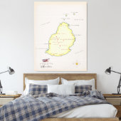 Geïllustreerde kaart van Mauritius Canvas Afdruk (Insitu (Slaapkamer))