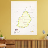 Geïllustreerde kaart van Mauritius Canvas Afdruk (Insitu (Woonkamer))