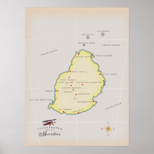 Geïllustreerde kaart van Mauritius Poster