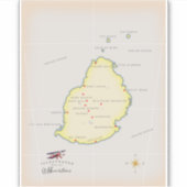 Geïllustreerde kaart van Mauritius Sticker (Voorkant)