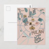 Geïllustreerde kaart van Milaan - Italië (Voorkant / Achterkant)