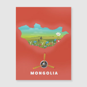 Geïllustreerde kaart van Mongolië toerisme poster.