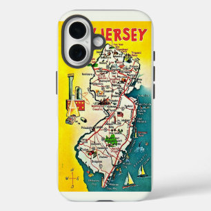 Geïllustreerde kaart van New Jersey iPhone 16 Hoesje
