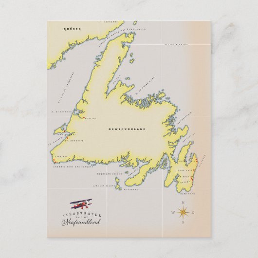Geïllustreerde kaart van Newfoundland. (Voorkant)