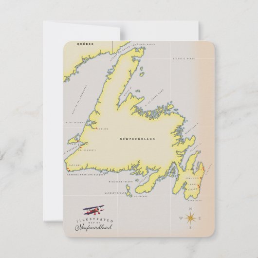 Geïllustreerde kaart van Newfoundland. (Achterkant)