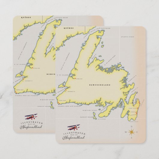 Geïllustreerde kaart van Newfoundland. (Voorkant / Achterkant)