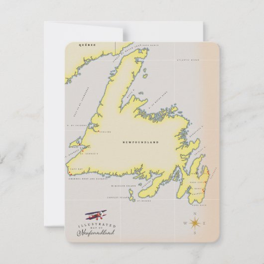 Geïllustreerde kaart van Newfoundland. (Voorkant)