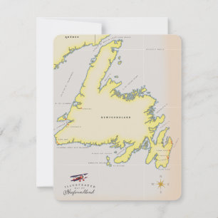 Geïllustreerde kaart van Newfoundland.