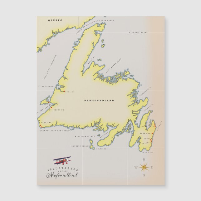 Geïllustreerde kaart van Newfoundland. (Voorkant)