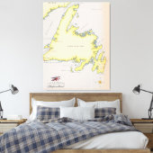 Geïllustreerde kaart van Newfoundland. Canvas Afdruk (Insitu (Slaapkamer))