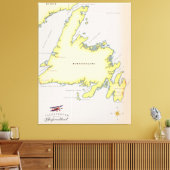 Geïllustreerde kaart van Newfoundland. Canvas Afdruk (Insitu (Woonkamer))
