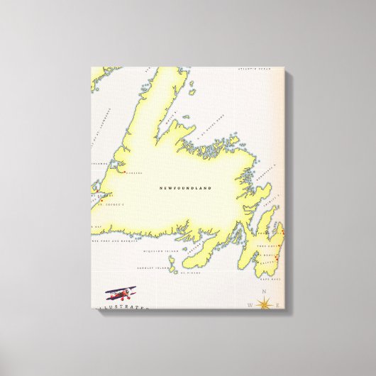 Geïllustreerde kaart van Newfoundland. Canvas Afdruk (Voorkant)