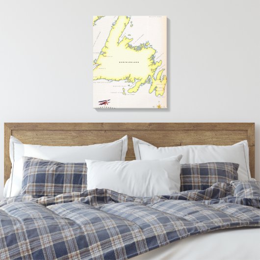 Geïllustreerde kaart van Newfoundland. Canvas Afdruk (Insitu (Slaapkamer))