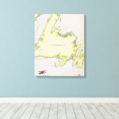 Geïllustreerde kaart van Newfoundland. Canvas Afdruk (Insitu (Houten vloer))