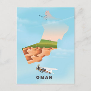 Geïllustreerde kaart van Oman reisposter