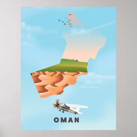 Geïllustreerde kaart van Oman reisposter Poster (Voorkant)