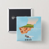 Geïllustreerde kaart van Oman reisposter Vierkante Button 5,1 Cm (Voorkant /achterkant)
