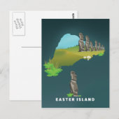 Geïllustreerde kaart van Paaseiland reisposter pri (Voorkant / Achterkant)