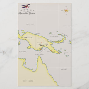 Geïllustreerde kaart van Papoea-Nieuw-Guinea