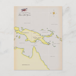 Geïllustreerde kaart van Papoea-Nieuw-Guinea