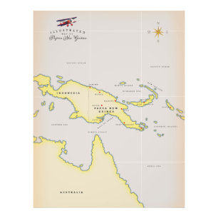 Geïllustreerde kaart van Papoea-Nieuw-Guinea Foto Afdruk