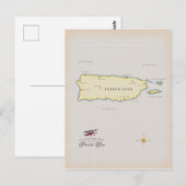 Geïllustreerde kaart van Puerto Rico. (Voorkant / Achterkant)