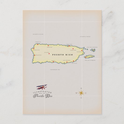 Geïllustreerde kaart van Puerto Rico. (Voorkant)