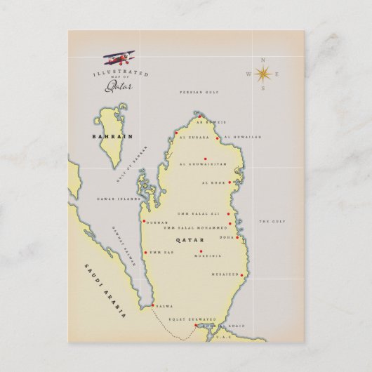 Geïllustreerde kaart van Qatar (Voorkant)