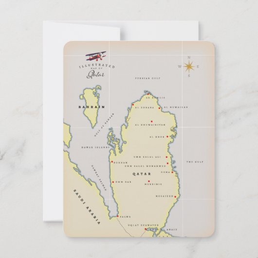 Geïllustreerde kaart van Qatar (Achterkant)