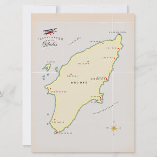 Geïllustreerde kaart van Rhodos.